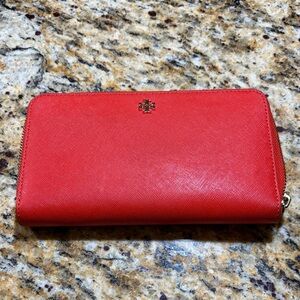 Tory Burch Vibrant Red Zip Wallet